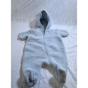 Ralph Lauren Newborn Light Blue Sherpa Fleece Hooded Bunting Bear Ears NB